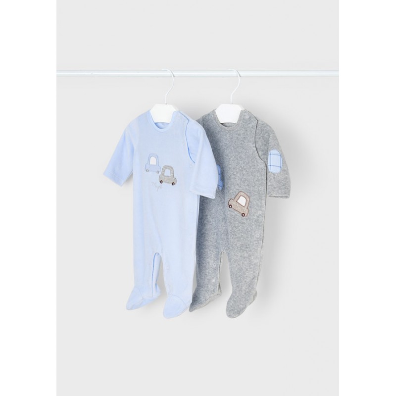 Mayoral Pijama Bebe Niña - Primera Puesta Bebe Recien Nacido - Pijama Bebe  Invierno – Terciopelo - Pijamas con pies- Pack de Dos - para Bebe niño de 0